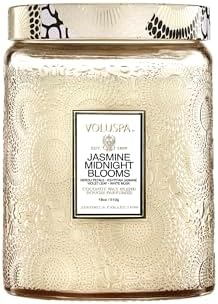 Voluspa Jasmine Midnight Blooms Large Scented Candle Jar 18 Oz, 100 Hr Burn by Voluspa