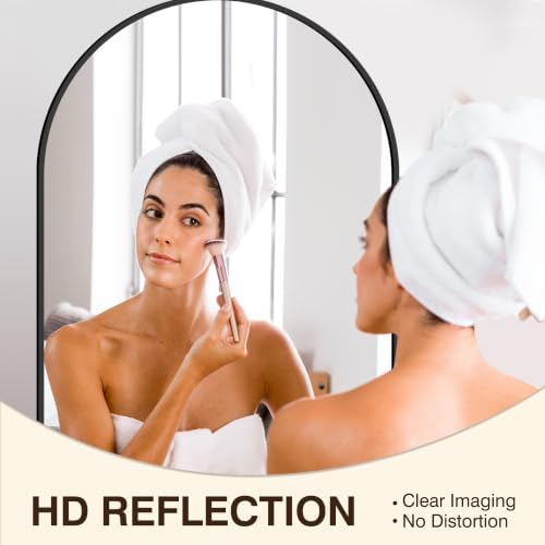 FICTOR 26" x 38" Arched Bathroom Vanity Mirror for Over Sink, Black - Image 3