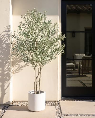 7ft Artificial Olive Tree Indoor Outdoor, Large Tall Faux Floor Plant Decor - Image 3