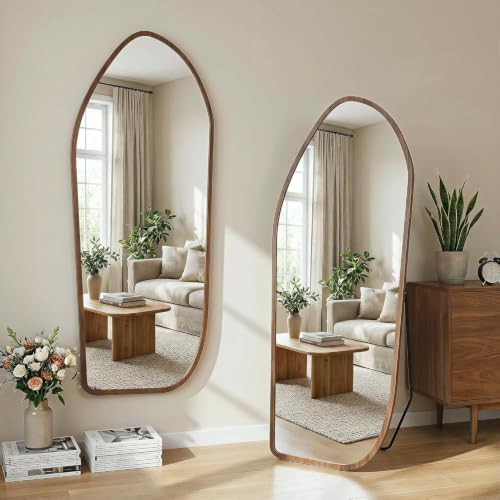 Suidia Full Length Mirror, Oversized Floor Mirror with Solid Wood Frame, Large Standing Mirror for Bedroom Living Room, Wood Art Style, Dark Walnut, 75" L x 32" W - Image 2