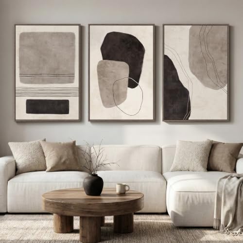 Large Framed Black and White Abstract Wall Art for Living Room, 24x36 In by Cuspin