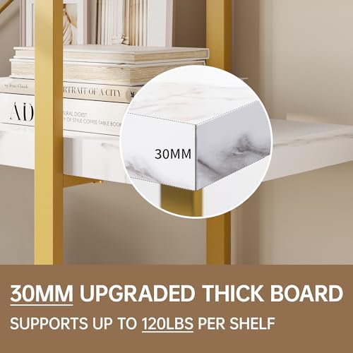 OtterOasis Heavy Duty 4-Tier Industrial Bookcase, 47" Wide Wood Bookshelf for Home Office, 120lbs Shelf Capacity, Shelving Display with Reinforced Horizontal Shelf for Living Room Bedroom,White - Image 5
