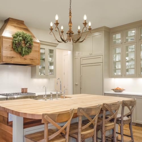 6-Light 23.62'' Farmhouse Vintage Gold Chandeliers for Dining Room - Image 5