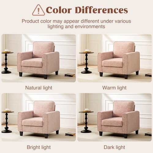Accent Chairs Set of 2 for Living Room, Mid Century Modern Upholstered Living Room Chair, Chenille Reading Armchair for Apartment, Waiting Room, Office, Pink - Image 6