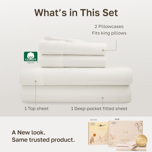 California Design Den Soft 100% Cotton Sateen King Sheet Set, 4 Pcs - Image 3