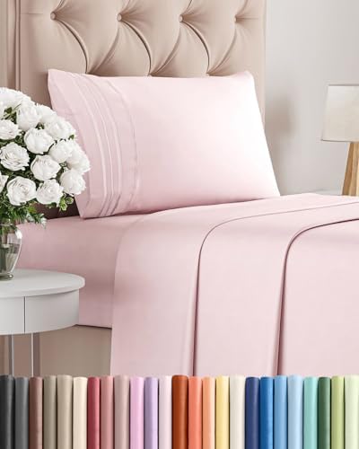 Twin Size 3 Piece Sheet Set - Breathable & Cooling Sheets - Lavender Pink by CGKUnlimited