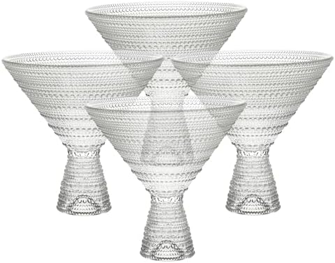 Fortessa Jupiter Beaded Hobnail Glass, 11.5 Ounce Martini (Set of 4), Clear by Unknown