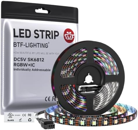 BTF-LIGHTING RGB+Cool White SK6812 LED Strip 16.4FT 300LED DC5V IP65 by BTF-LIGHTING