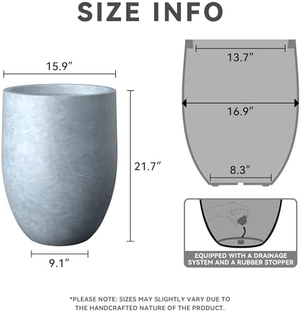 Kante Large Round Bullet Blue Gray Concrete Planter 21.7" Tall, Outdoor - Image 2
