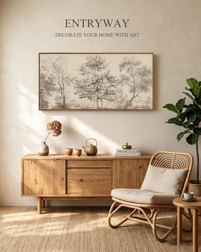 InSimSea Extra Large Framed Vintage Wall Art, Sketch Tree Prints,24x48inch - Image 5