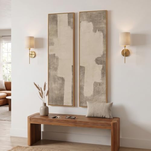 Framed Neutral Abstract Vertical Wall Art for Living Room Decor, 2 Piece - Image 2