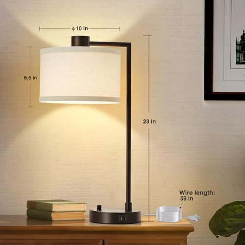 Luvkczc Table Lamp Set of 2, Dimmable Bedside Lamp for Night Stand, USB A+C - Image 4