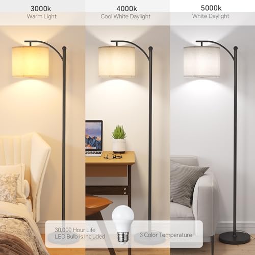 SUNMORY Arc Floor Lamp, Modern Floor Lamp with 3 Color Temperatures Bulb - Image 2