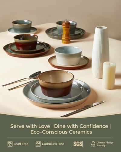Pokini Ceramic Plates and Bowls Sets for 8, 24pcs Dinnerware Sets, Dish Set - Image 6
