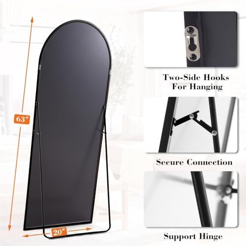 DUMOS 63"x20" Arched Full Length Floor Mirror, Full Body Mirror with Stand - Image 2