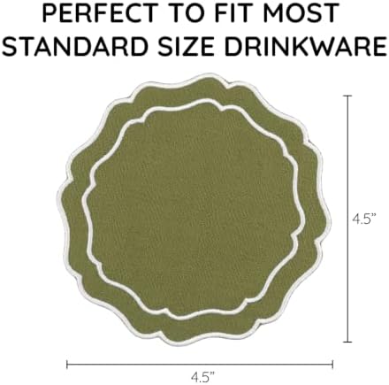 Linen Coasters for Drinks, Set of 6, 4.5 inch, Lime - Image 3