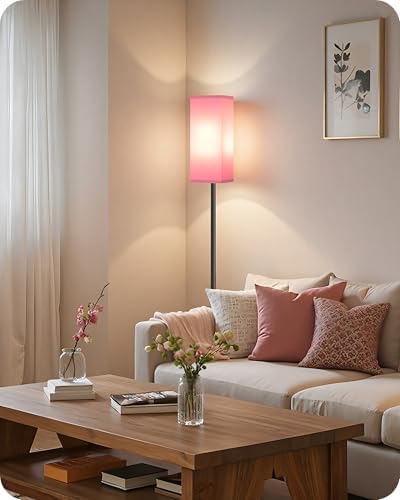 Set of 2 Floor Lamps for Living Room, Modern Tall Standing Lamps with Foot Switches, Bulb Not Included, 64.6'', for Living Room, Bedroom, Study, Kids Room, Pink and Black P07LDP205W1 - Image 4