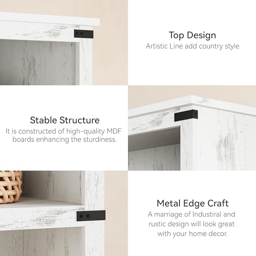 GarveeHome 5 Tier Farmhouse Bookcase, 67.4 in Tall Book Shelf with Storage - Image 5