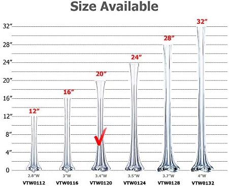 WGV Eiffel Tower Vase Bulk, Open 1", Height 20", (Multiple Sizes Choices) Clear Glass Floral Container with Sturdy Base, Flower Centerpiece for Wedding Event Home Decor, Arts Crafts, 12 Pieces - Image 3