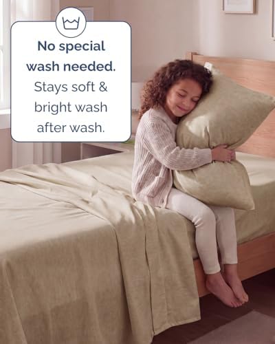 Twin Size 3 Piece Sheet Set - Breathable & Cooling Sheets - Heathered Beige - Image 6