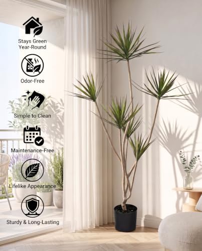 6FT Artificial Dracaena Plant Faux Tree with Detachable Branches - Image 5
