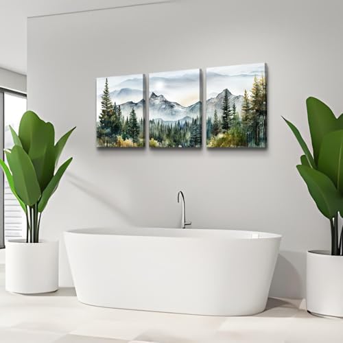 MHARTK66 3 Piece Framed Canvas Art Prints Wall Art for Living Room Modern Wall Decor for Bedroom Office Decor Abstract Mountain Forest Landscapes Ink Painting Ready to Hang Wall Pictures Home Decor - Image 6