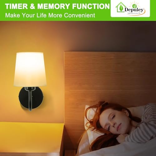 Depuley Wall Sconces Battery Operated: Set of 2 Wireless Wall Lights with Remote for Bedroom - Rechargeable 15 Colors Black Wall Lamp for Living Room Hallway Home Decor - Image 6
