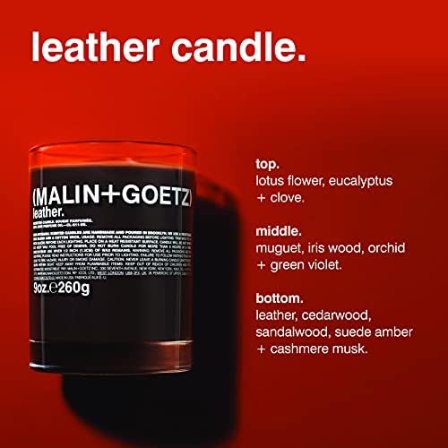 MALIN+GOETZ 9oz Scented Candle | Hand-Poured Soy Wax with Unique Fragrance Blends | Clean-Burning, Vegan & Cruelty-Free | Bergamot, Sage, Otto, Tomato, Strawberry, Cannabis, Dark Rum & Leather - Image 2