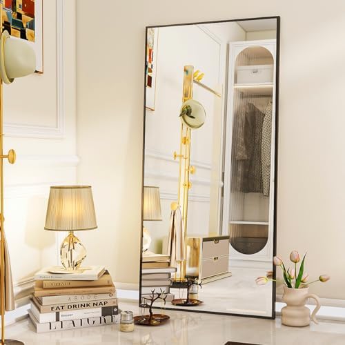 VooBang Oversized Full Length Mirror, 71" x 30" Floor Mirror with Stand, Aluminum Alloy Frame Full Body Mirror, Standing Hanging or Leaning Against Wall Bedroom Living Room, Black - Image 2