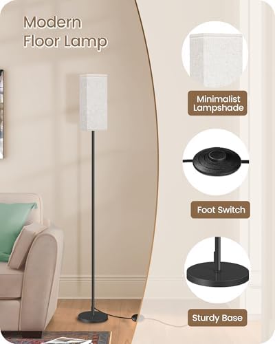 Set of 2 Floor Lamps for Living Room, Modern Tall Standing Lamps with Foot Switches, Bulb Not Included, 64.6'', for Living Room, Bedroom, Kids Room, ETL Listed, Beige and Black E07LDP205W1 - Image 5