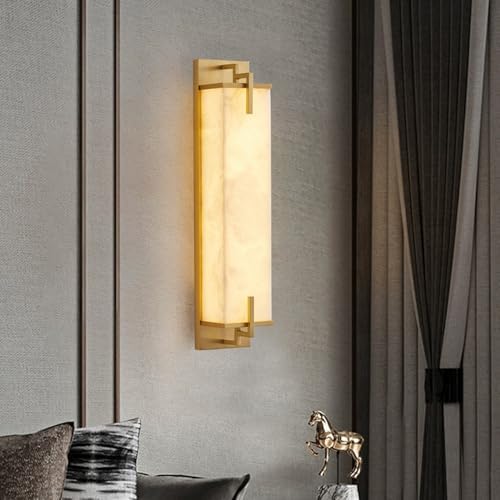 Modern Marble Wall Sconce Natural Alabaster Sconce, 31.5in Gold - Image 2