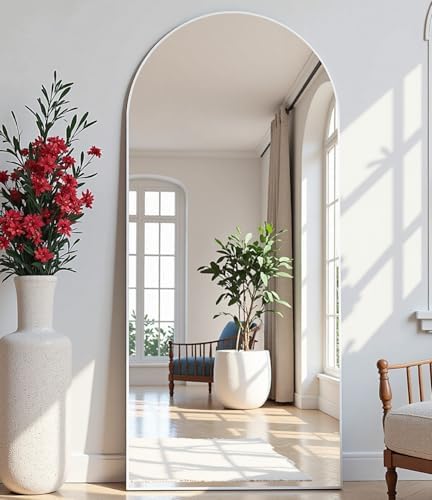 Dewfig Arched Full Length Mirror, 57"X20" Large Full Body Mirror, White - Image 3