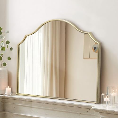 Besdomus Gold Wooden Vanity Mirror: 32"x24" Bathroom Mirrors for Over Sink by Besdomus