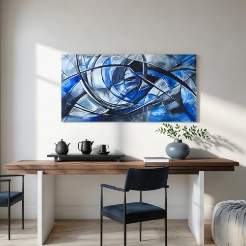 Abstract Wall Art Decor Wall Art Pictures for Living Room Abstract Canvas Art Wall Decor Modern Blue Wall Art Prints Artwork for Walls Black and White Wall Art Decorations Home Office Decor 20" X 40" - Image 5