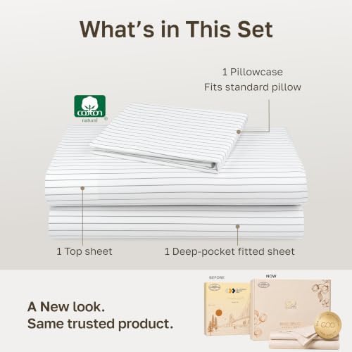 California Design Den 100% Cotton Sateen Twin XL Size Bed Sheet Set, 3 Pcs - Image 3