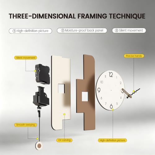 Modern Minimalist Pendulum Wall Clocks For Living Room Decor,12*32in,White - Image 7