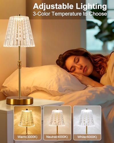 Cordless Crystal Lamp Battery Operated Touch Dimming 5000mAh Table Lamps - Image 3