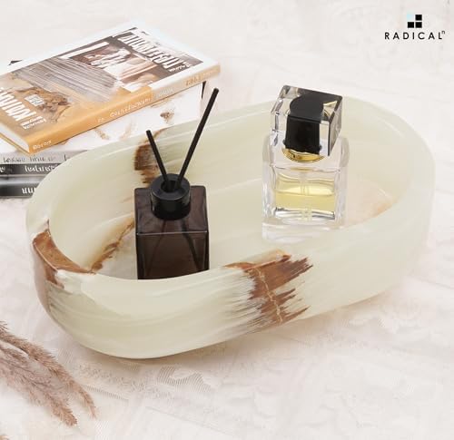 Radicaln Marble Oval Bowl with Stand 10" Decorative Bowl for Table Decor - Image 2