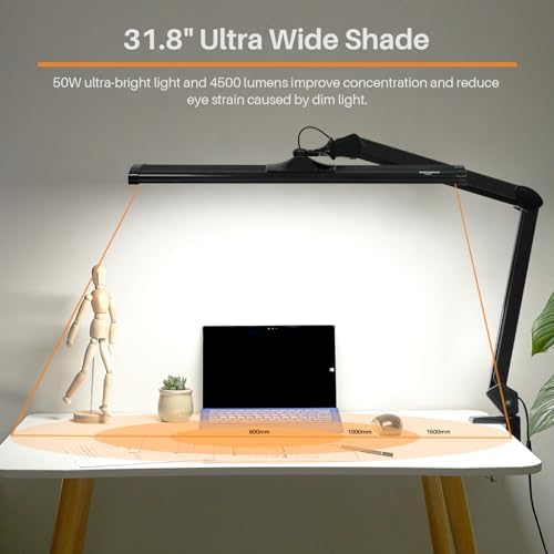 32-Inch LED Architect Desk Lamp with Clamp, 50W 4500LM, Black CCT - Image 3