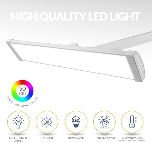 Ultra Bright 4500 Lumens Powerful Professional Eye Care LED Desk Lamp - Brightness Adjustable, Modern Task Light for Home, Beauty, Crafting, Office, Workbench (Daylight, Dimming, White) - Image 2