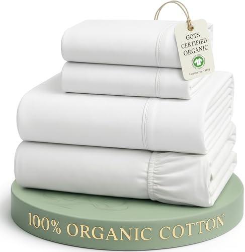 Lane Linen Full Size Sheets 100% Organic Cotton 4pc Percale Cooling - White. by LaneLinen