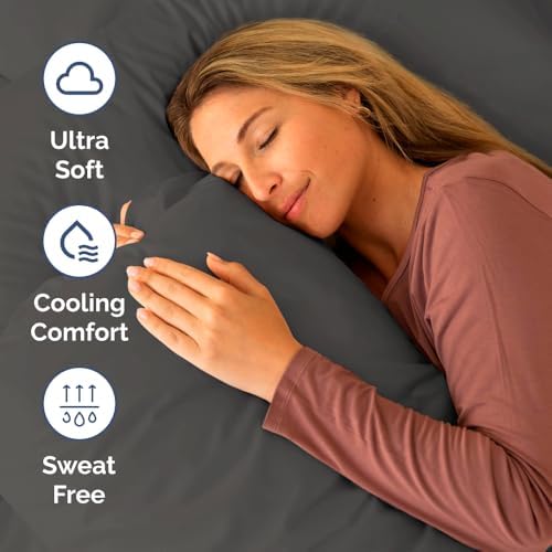 Short Queen Size 4 Piece Bed Sheet Set - RV Short Queen Sheets - Charcoal - Image 4