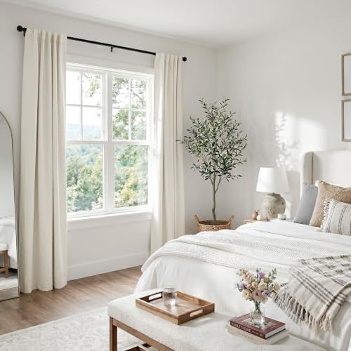 Beige White Total Blackout Curtains for Bedroom 102 Inches Long - Image 6
