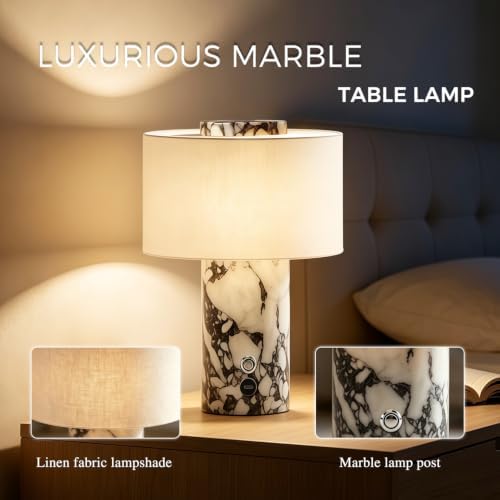 Marble Table Lamp, Rechargeable Cordless Table Lamps - Image 3