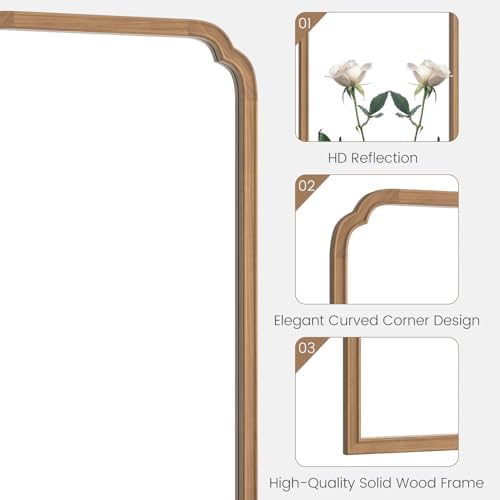 WallBeyond Wood Bathroom Mirrors for Wall Mounted, 24" x 36" Rustic Wood Frame Wall Mirrors Decorative for Living Room or Bedroom Vanity Mirror (Honey-Colored) - Image 4