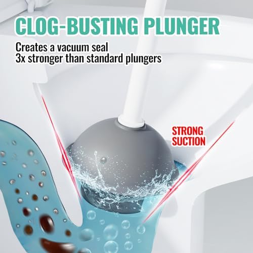 3in1 Toilet Brush and Plunger Set with Slim Crevice Tool and Holder - Image 3