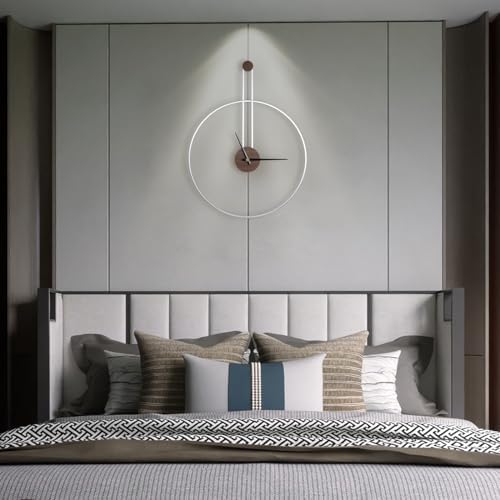 DRELIFAM Modern Wall Clock Large Wall Clocks with Walnut Dial Silent Non-Ticking for Living Room Home Decor Bedroom Kitchen Office 21.7''×28.7'' (Silver, Large) - Image 3