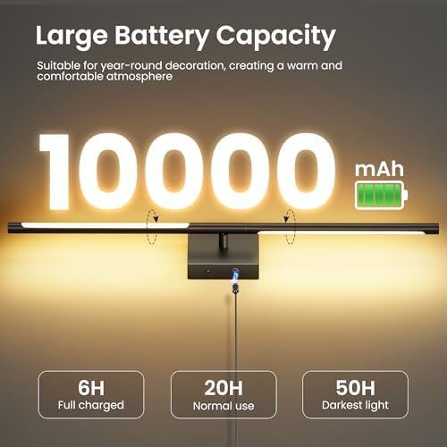 10000mAh Rechargeable Wall Lights, Black, 29 Inch, 3CCT, 2 Pack - Image 2