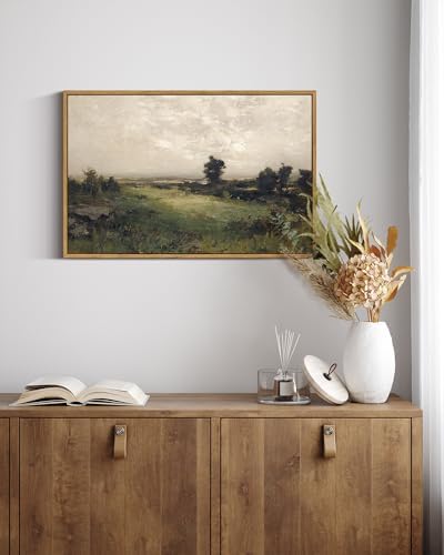 InSimSea Framed Canvas Wall Art Vintage Decor, Landscape Wall Art Room Decor, Large Classical Scenery Valley Grassland Paintings Wall Decor, Home Decor for Living Room Bedroom Office, 16"x24" - Image 2