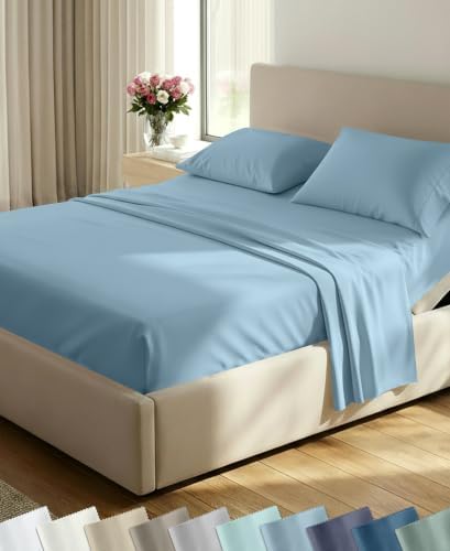 California Design Den 100% Cotton Sateen Split King Sheets, 5 Pcs, Sky Blue by CaliforniaDesignDen